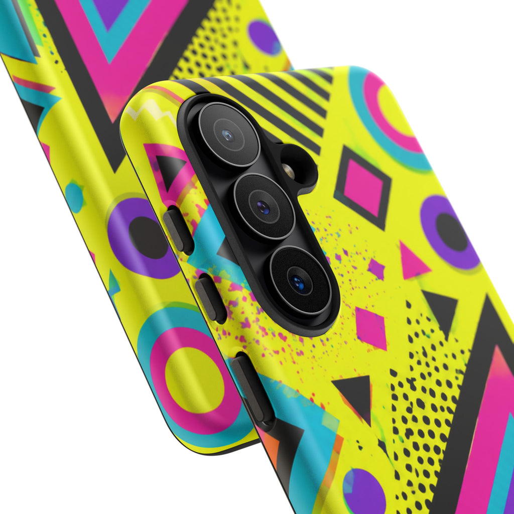 Retro 80s Geometric Phone Case — Neon Memphis Triangle Design