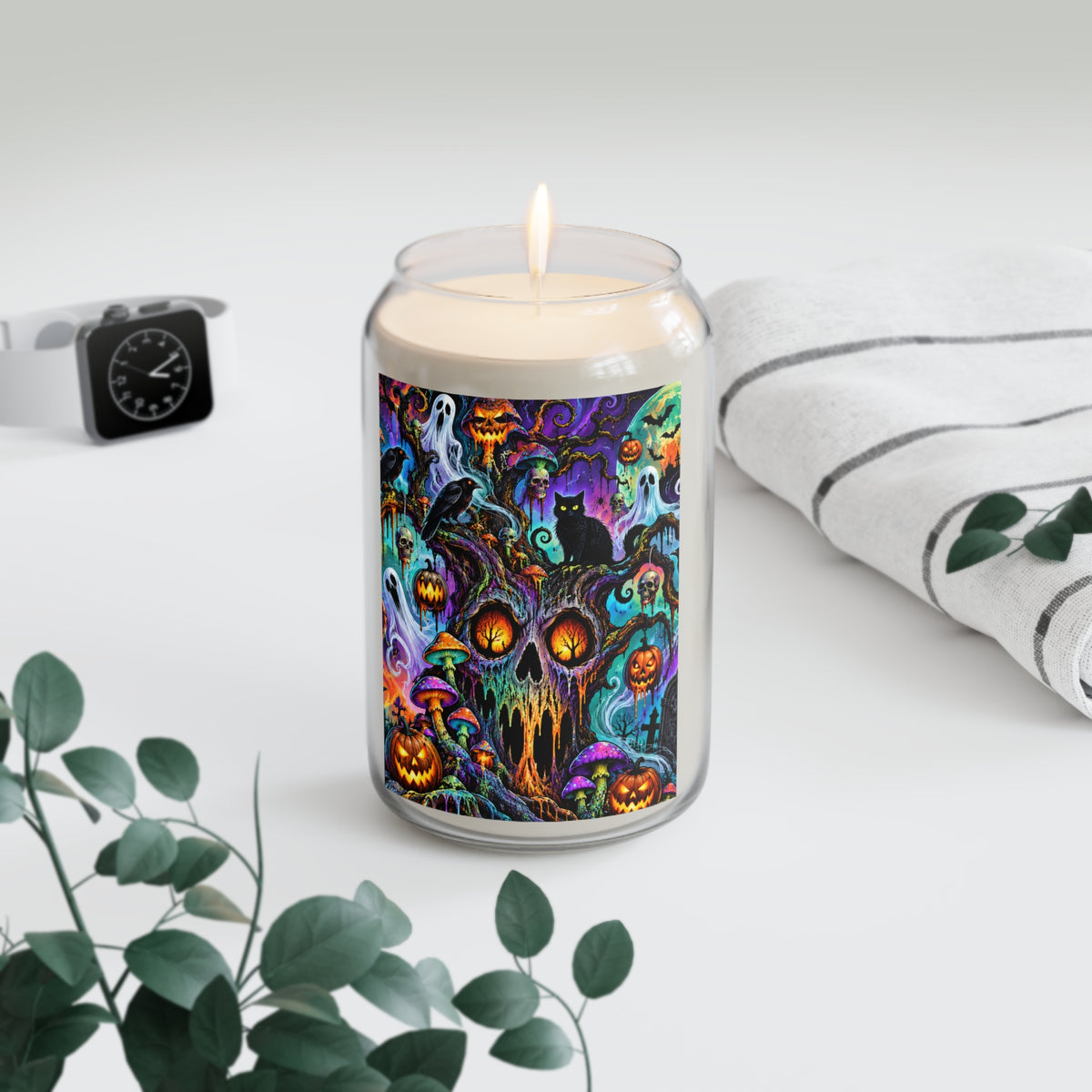 Halloween Skull & Pumpkins Scented Soy Candle — 13.75oz