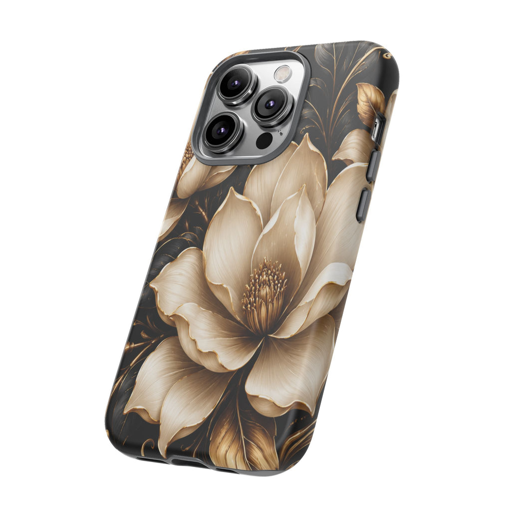 Floral Tough Case — Elegant Gold Magnolia Phone Case