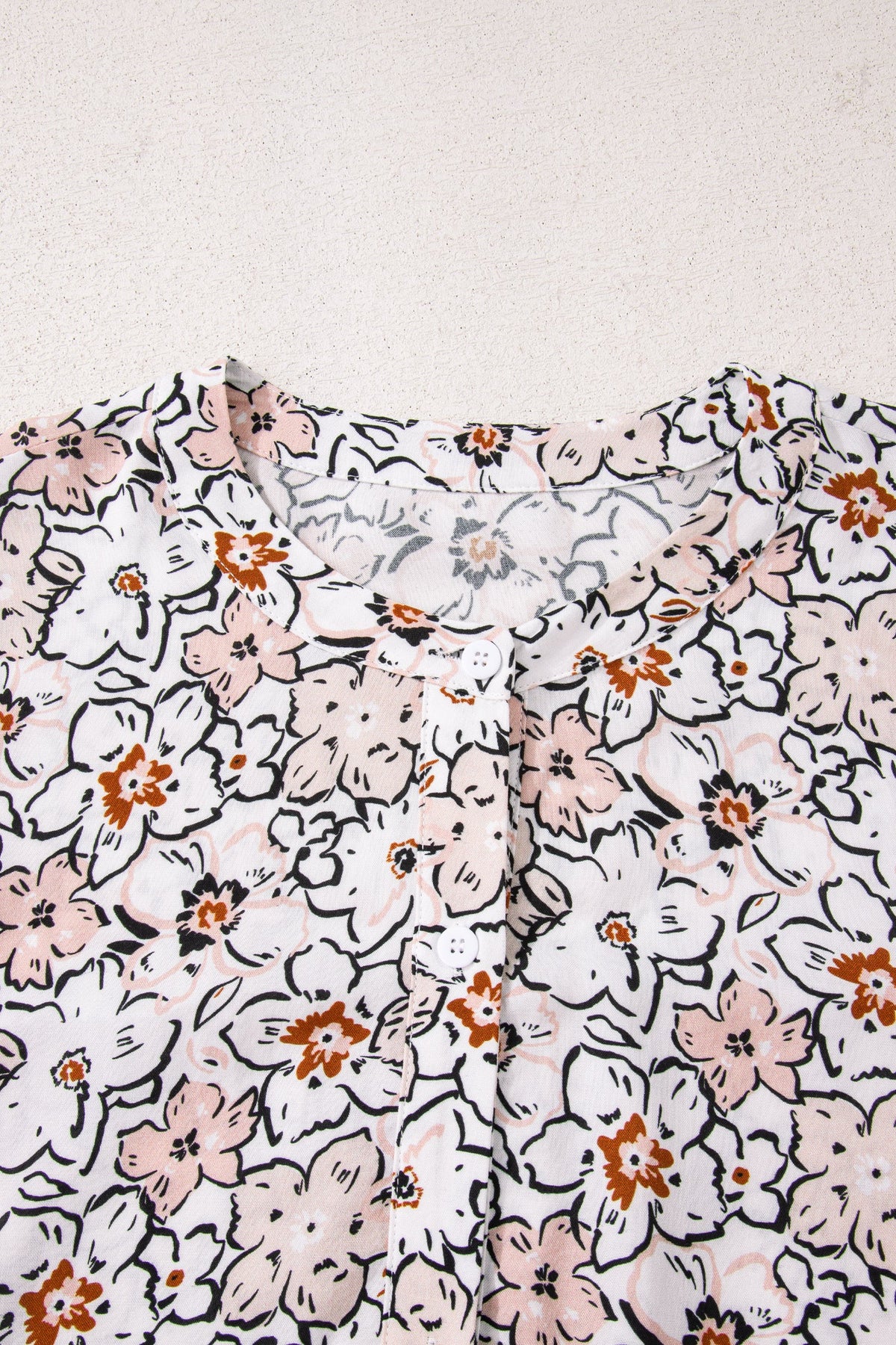 Floral Frilled Puff Sleeve Button Down Shirt