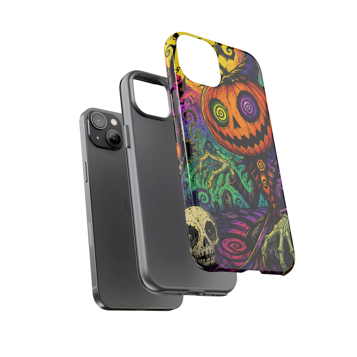 Halloween Pumpkin Skull Phone Case — Psychedelic Jack-o'-Lantern Tough Case