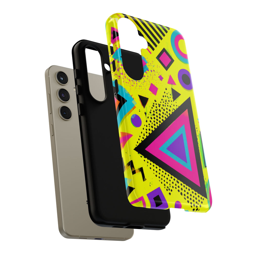 Retro 80s Geometric Phone Case — Neon Memphis Triangle Design