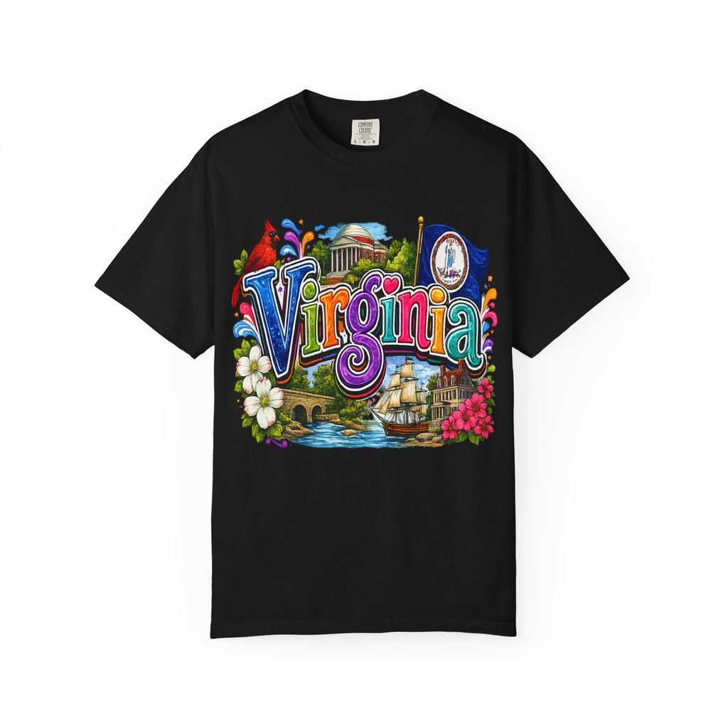 Virginia Vintage Postcard T-Shirt | State Scenic Illustration