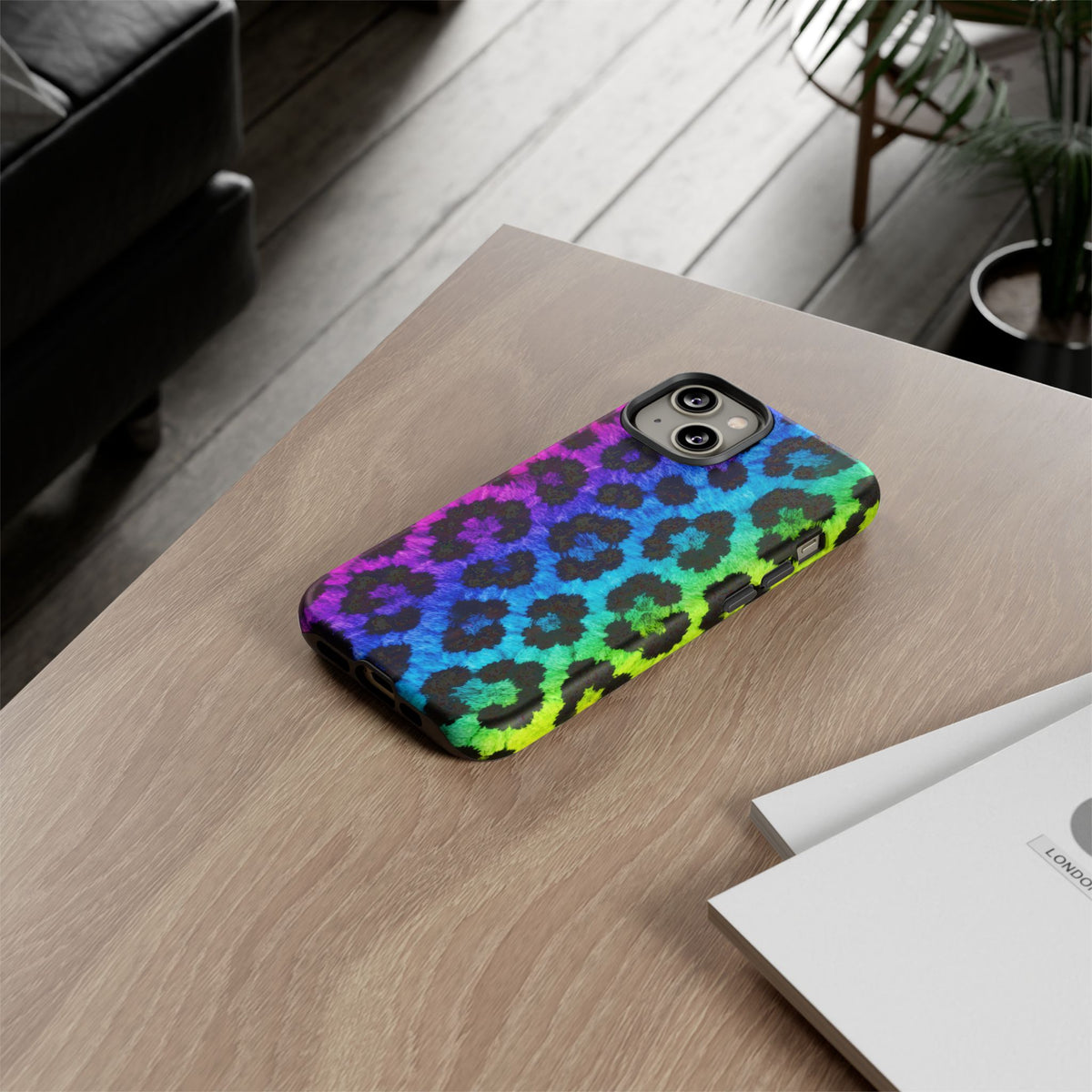 Neon Rainbow Leopard Tough Case – Colorful Animal Print Phone Cover