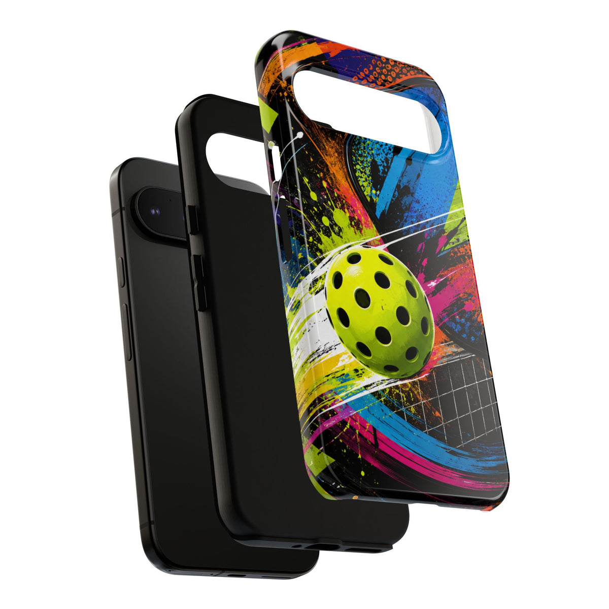 Pickleball Phone Case – Neon Paddle & Ball Splash Tough Case