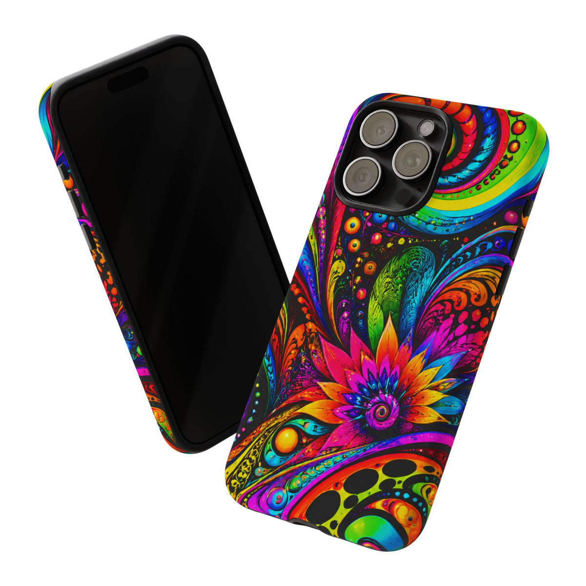 Psychedelic Floral Phone Case — Vibrant Swirl Tough Protective Cover