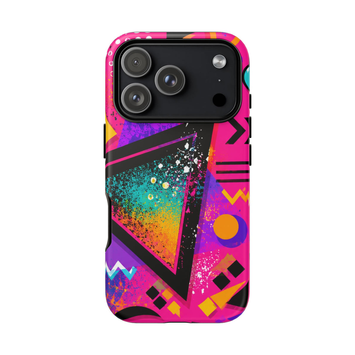 Retro 80s Geometric Phone Case — Neon Triangle Tough Case
