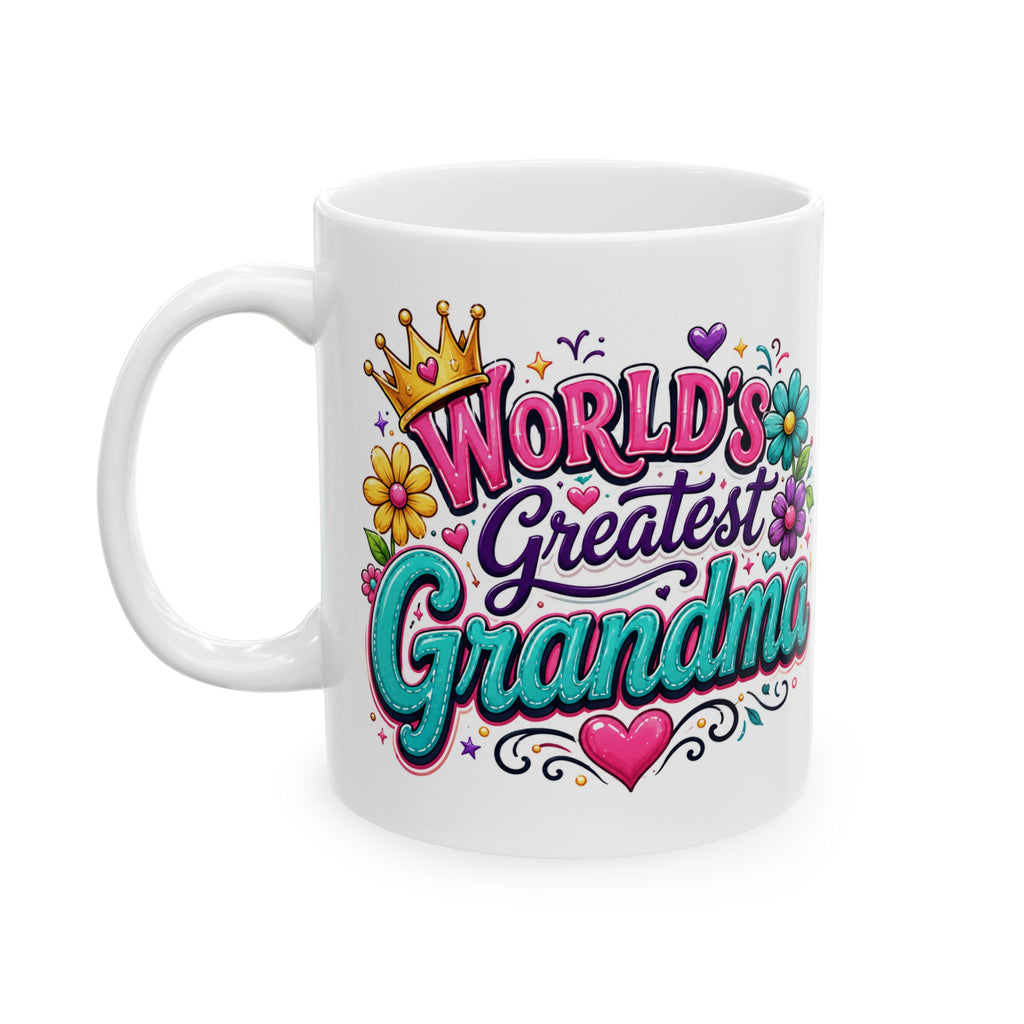 World's Greatest Grandma Mug | Floral Crown Ceramic Mug