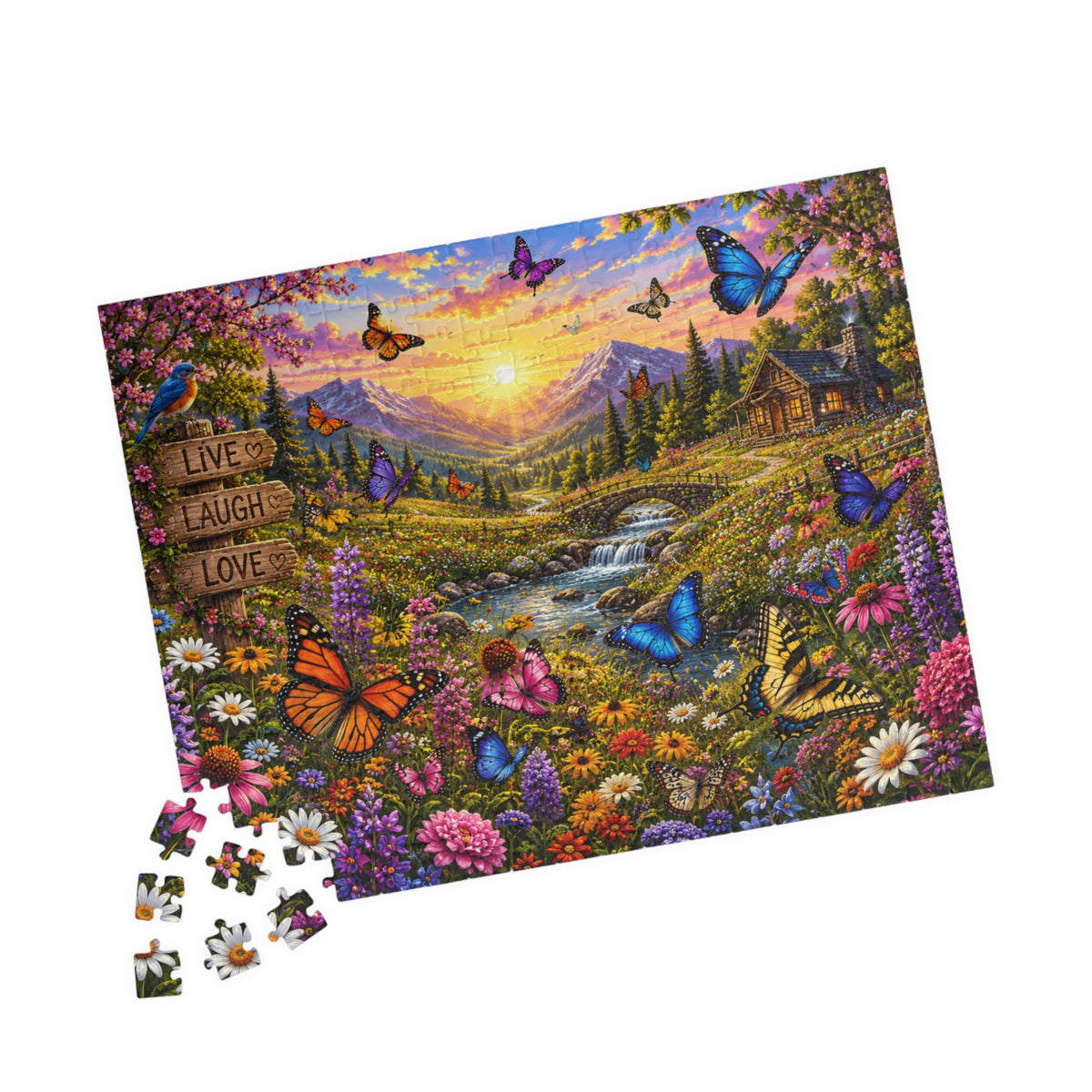 Sunset Butterfly Meadow Puzzle | 520-1014 Piece Jigsaw