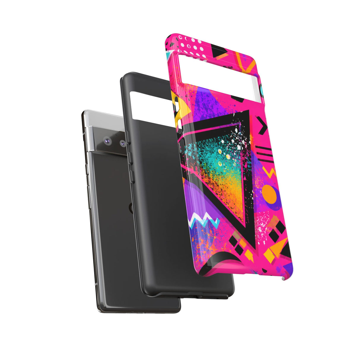 Retro 80s Geometric Phone Case — Neon Triangle Tough Case