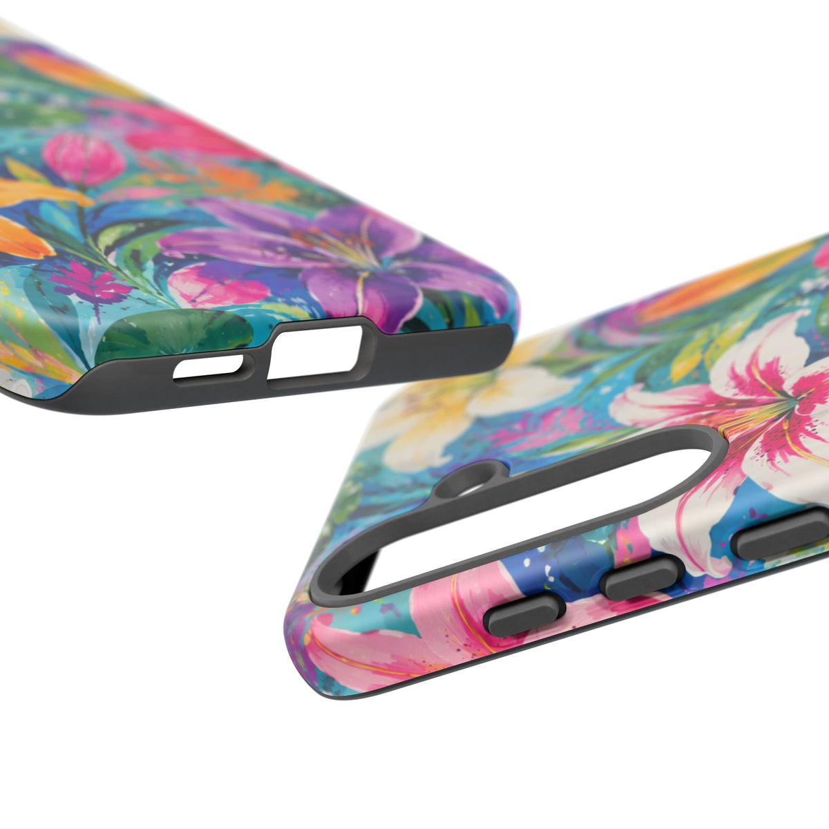 Floral Lily Tough Phone Case — Colorful Tropical Flower Protective Cover