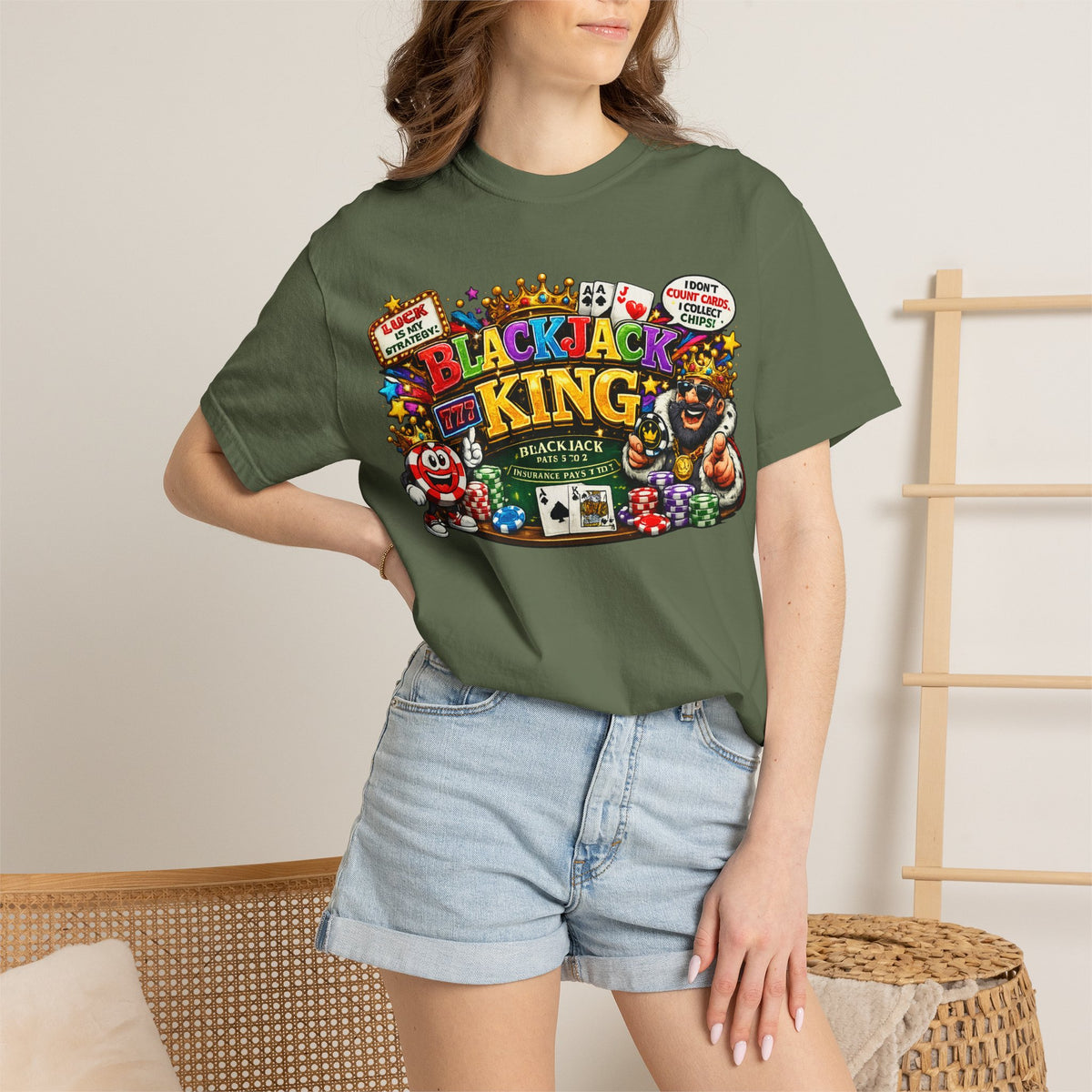Blackjack King graphic T-shirt | Casino Playing Cards, Chips Design