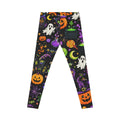 Spooky Halloween Pattern Leggings | Ghosts Pumpkins Cauldron