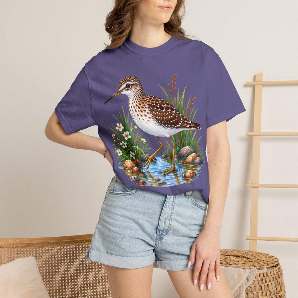 Shorebird Illustration T-Shirt — Marsh Sandpiper Graphic Tee
