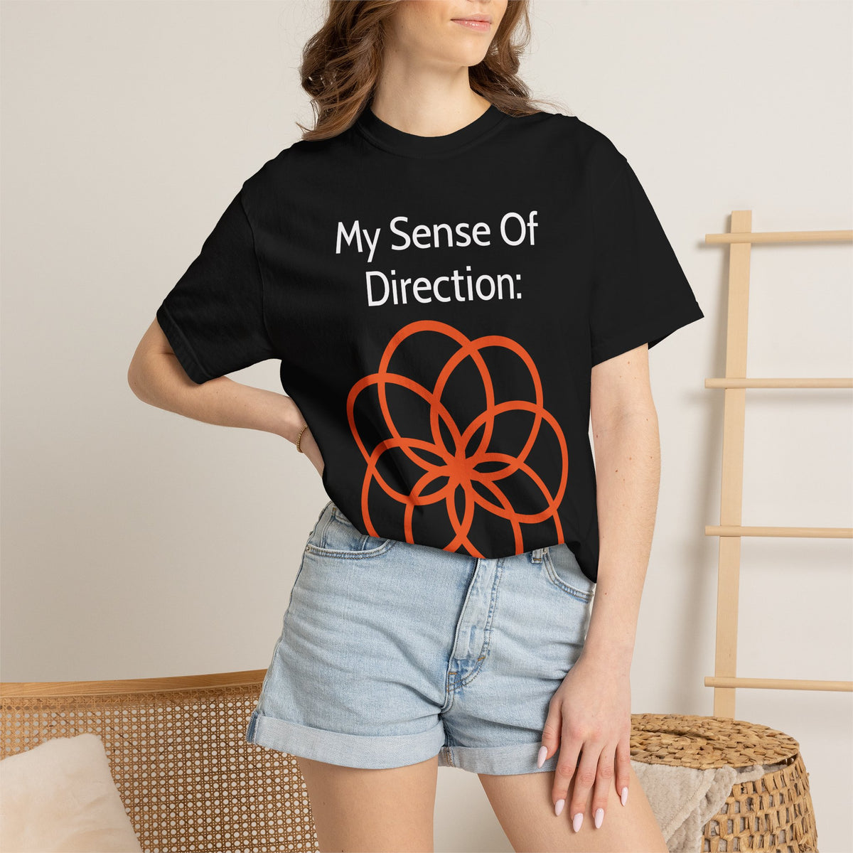 My Sense Of Direction: Compass Flower T-shirt | Funny Directional Tee