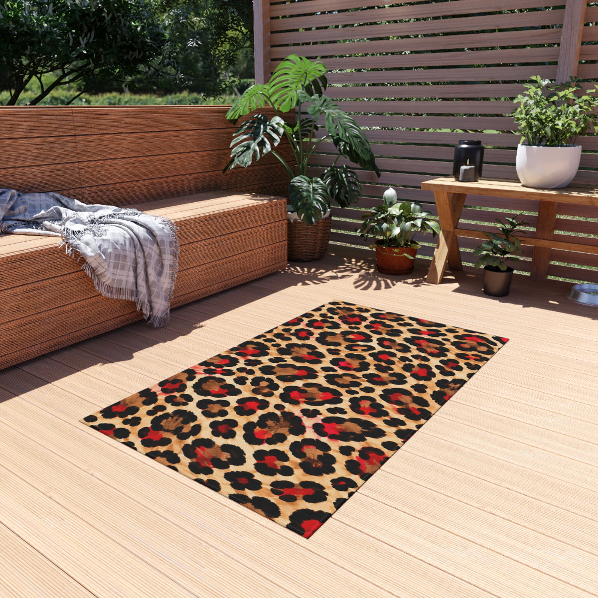 Leopard Print Outdoor Rug — Bold Animal-Print Patio Mat