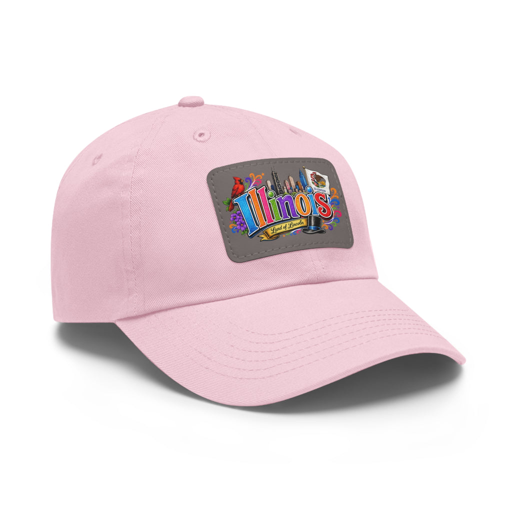 Illinois Patch Dad Hat | Leather Rectangle Patch, State Travel Hat