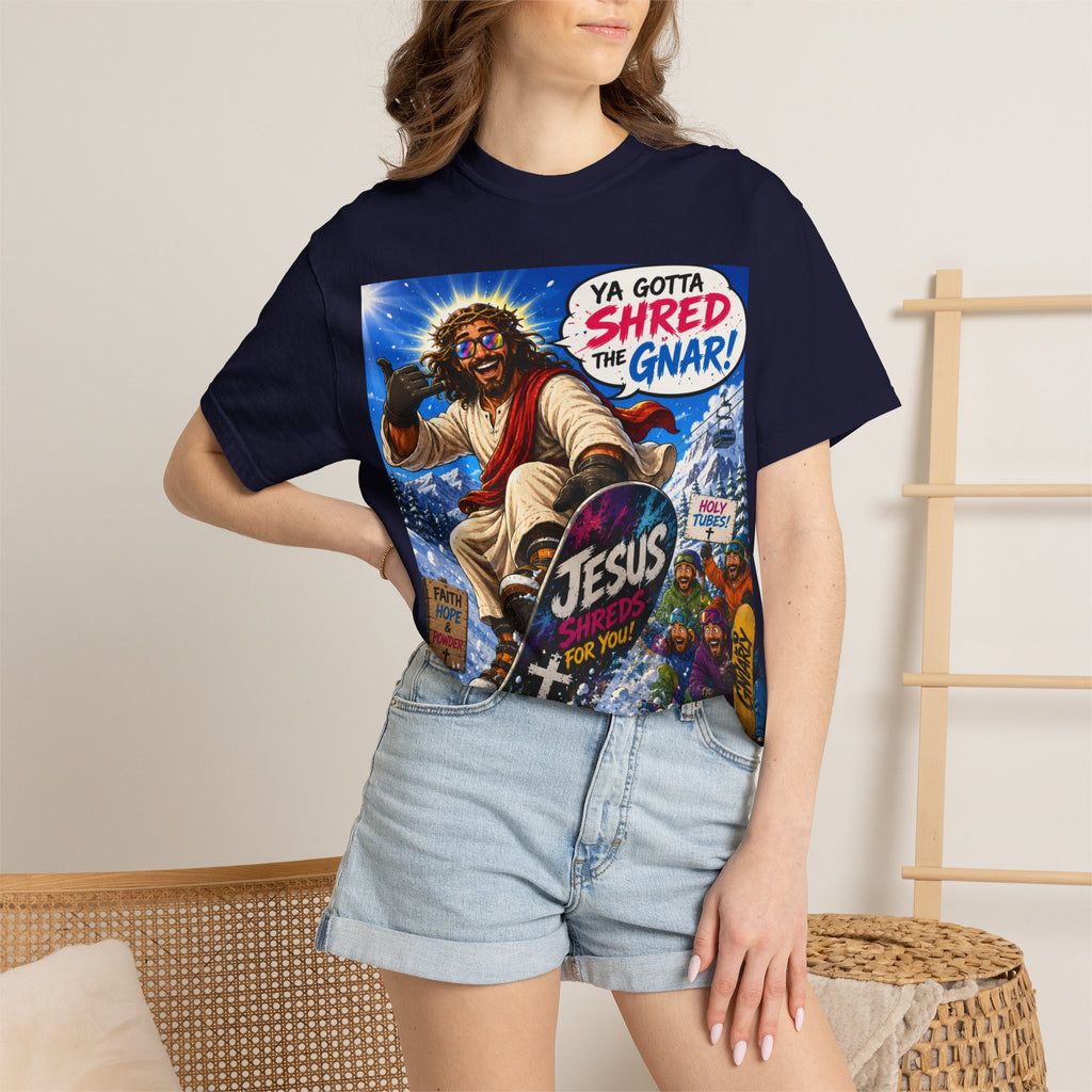 Jesus Skateboarding Shred the Gnar T-shirt | Christian Skateboard Design