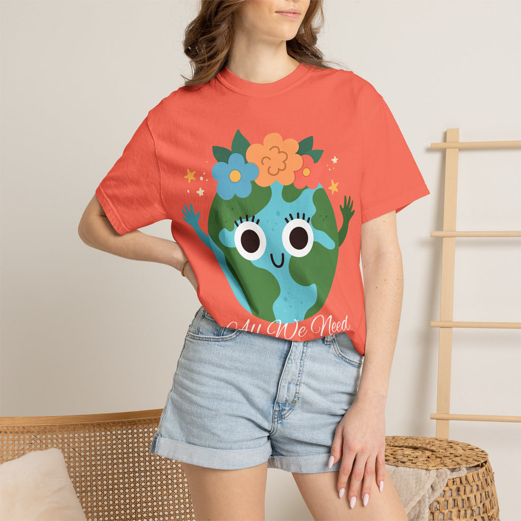 Flower Crown Earth Illustration T-shirt | Cute Planet Graphic