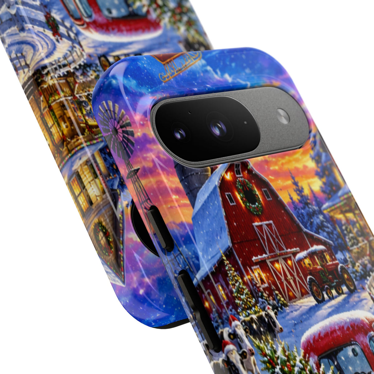 Christmas Farm Phone Case — Vintage Red Truck in Snowy Holiday Scene