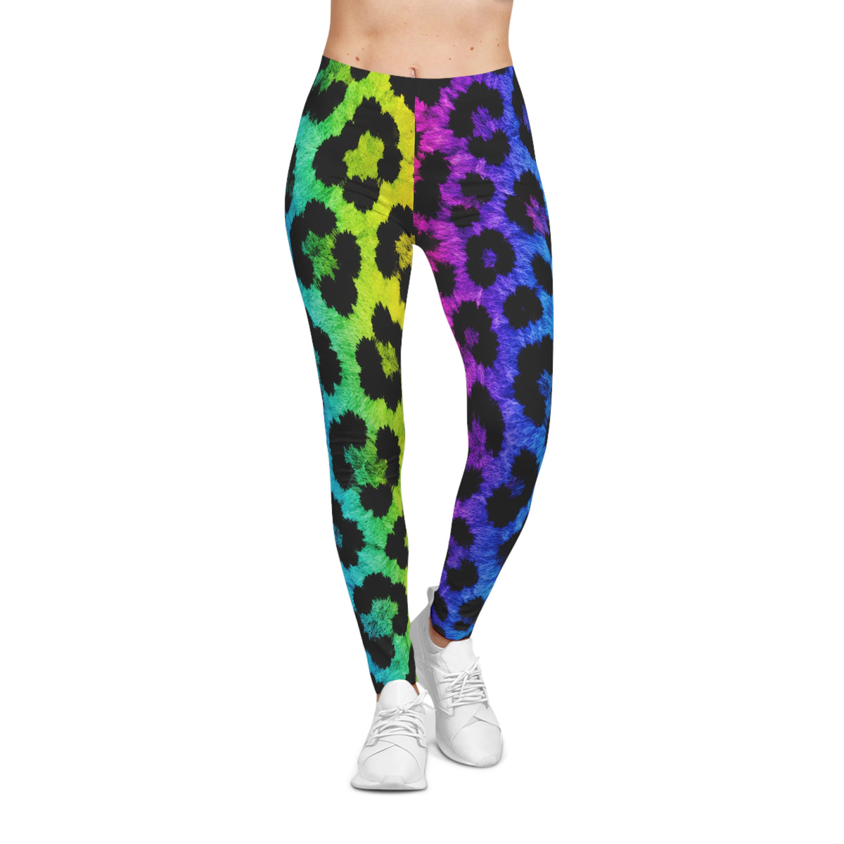 Rainbow Leopard Leggings — Women's Colorful Animal Print AOP