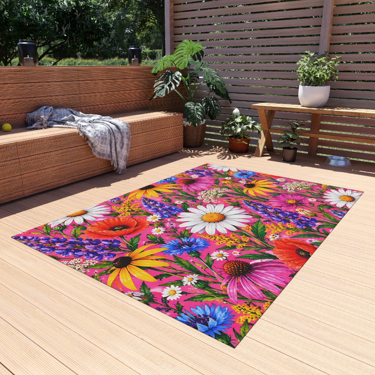 Wildflower Garden Outdoor Rug — Bright Floral Doormat for Patio & Porch