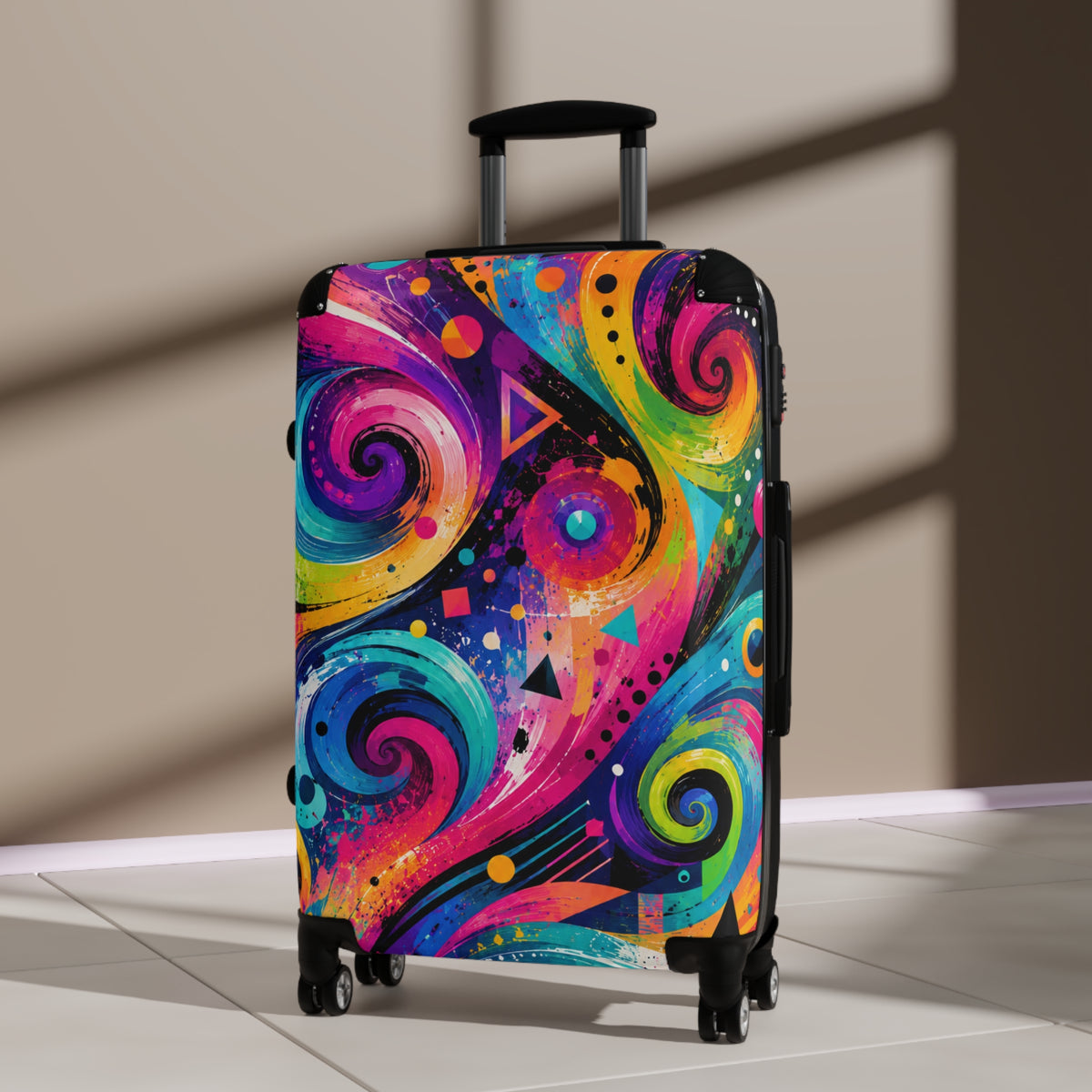 Colorful Swirl Carry-On Suitcase — Vibrant Abstract Luggage for Travelers