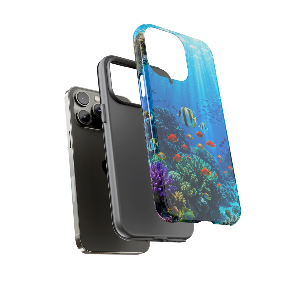 Underwater Ocean Life Tough Phone Case — Coral Reef & Sea Turtle Protective Cover