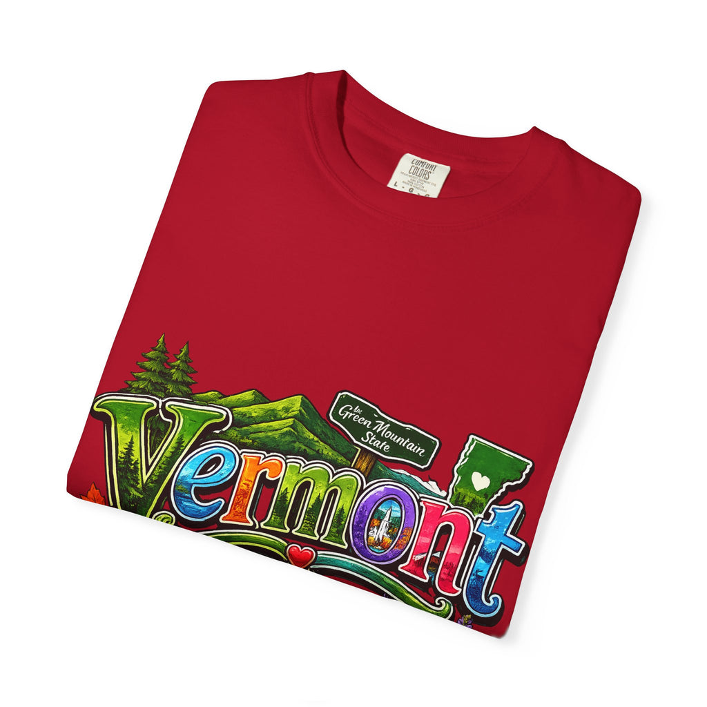 Vermont postcard collage T-shirt | State travel design