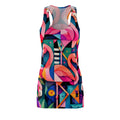 Geometric Flamingo Print Racerback Dress | Colorful Tropical Pattern