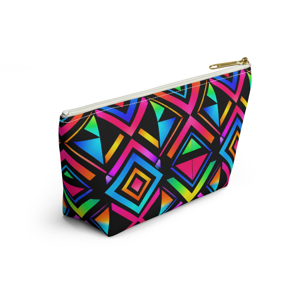 Neon Geo Makeup Pouch — Colorful Geometric Accessory Bag