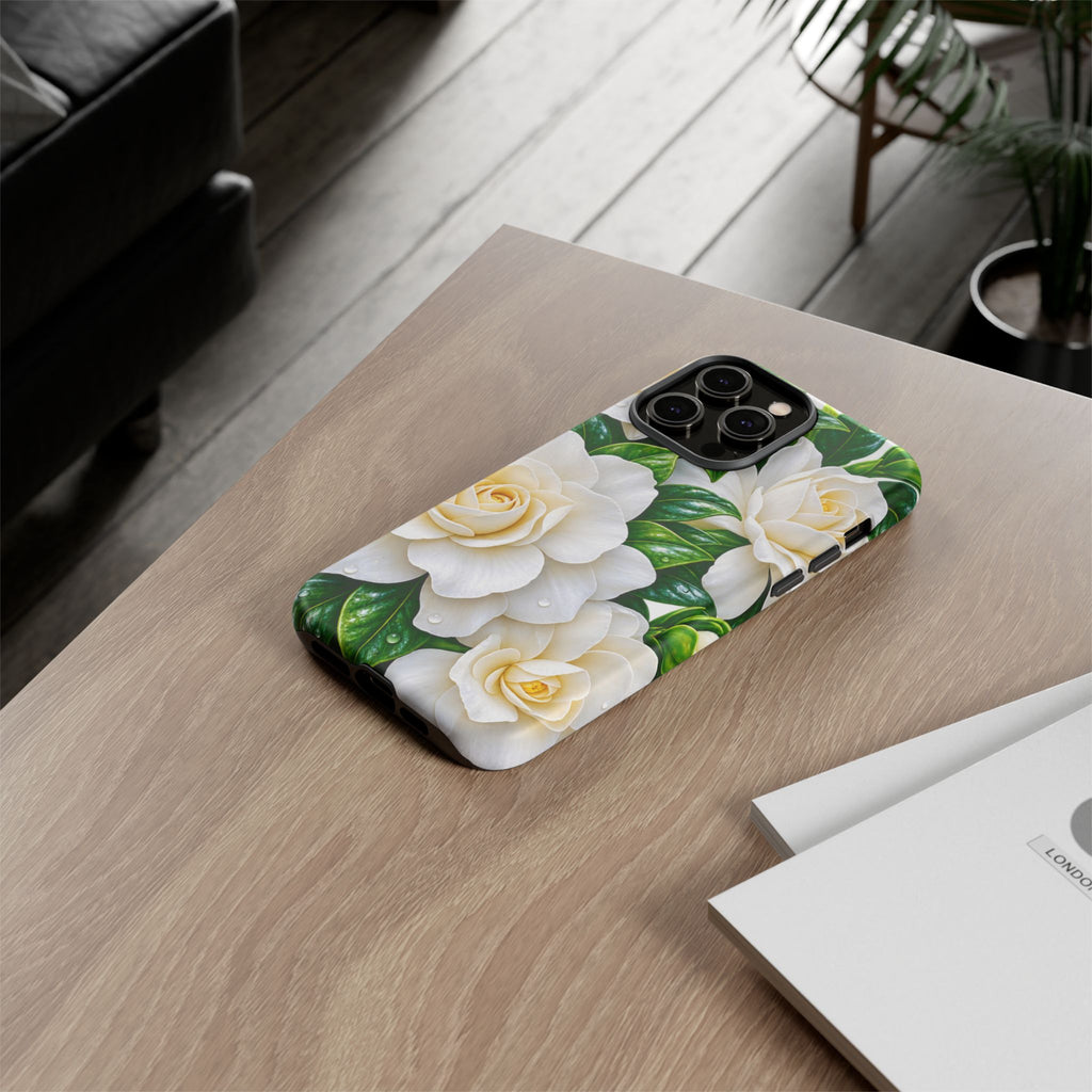 Floral Camellia Tough Case — White Gardenia Phone Cover
