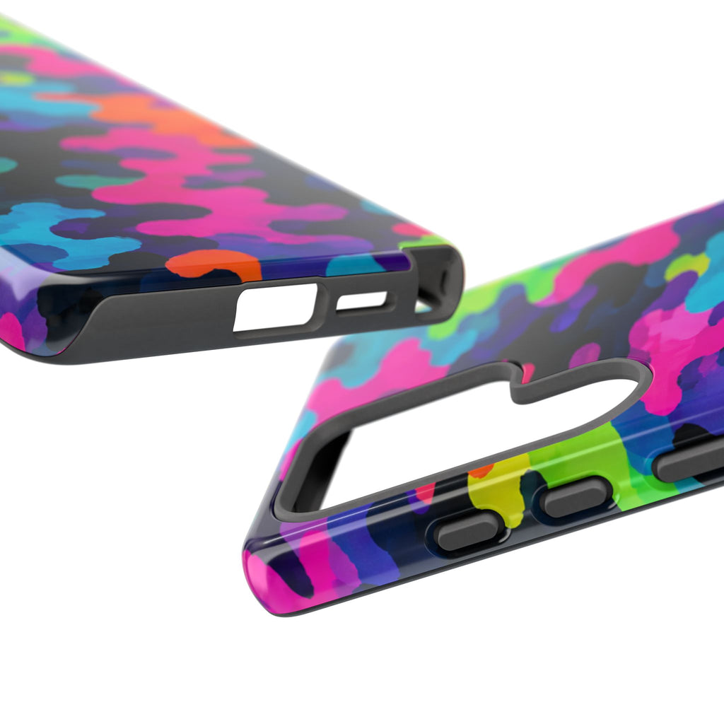 Neon Camo Tough Phone Case — Bright Rainbow Protective iPhone Cover