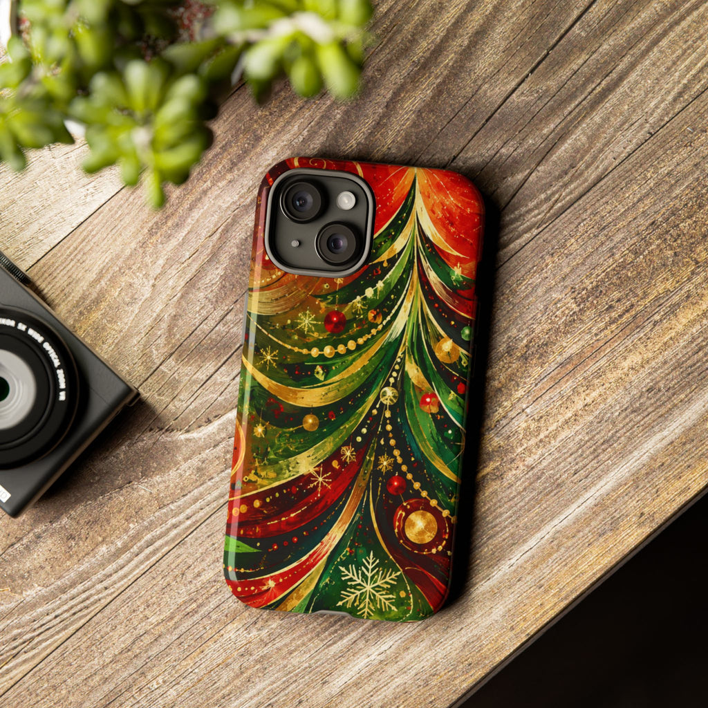 Christmas Tree Tough Phone Case — Festive Red & Green Holiday Phone Cover