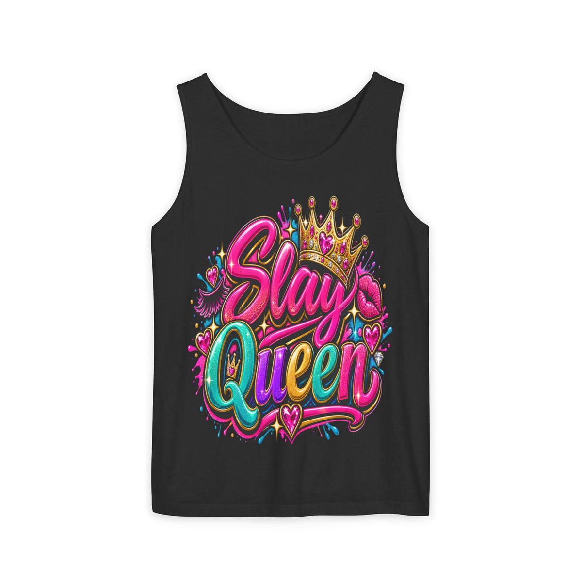 Slay Queen graffiti crown Tank Top | colorful lettering street art