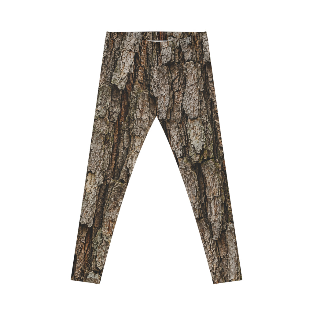 Bark Print Women's Leggings — Realistic Tree Trunk Camouflage Leggings