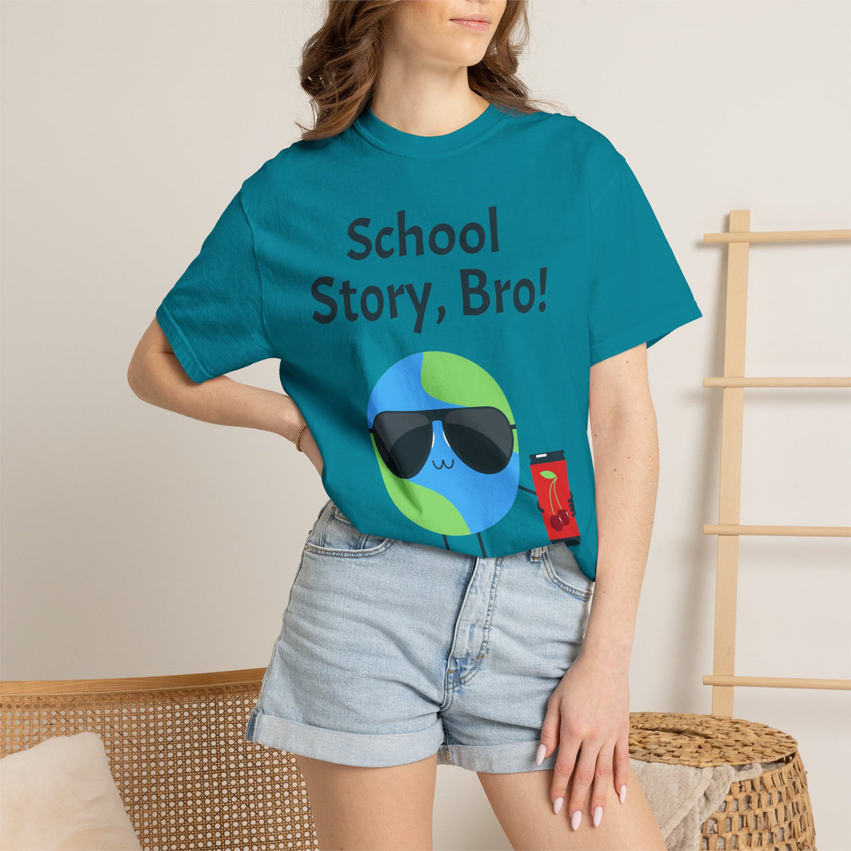School Story, Bro! T-Shirt — Funny Earth Cartoon Tee for Students & Teachers