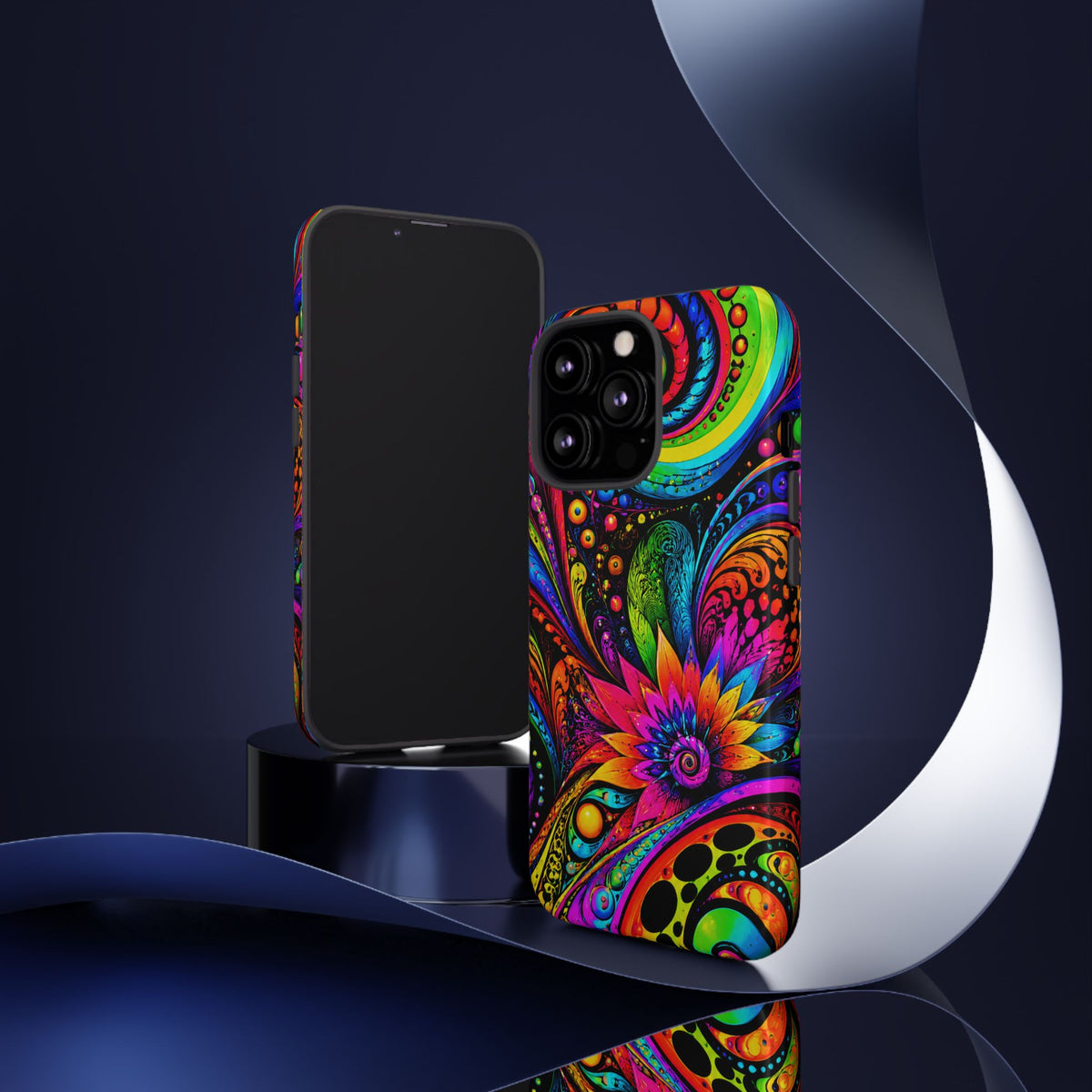 Psychedelic Floral Phone Case — Vibrant Swirl Tough Protective Cover