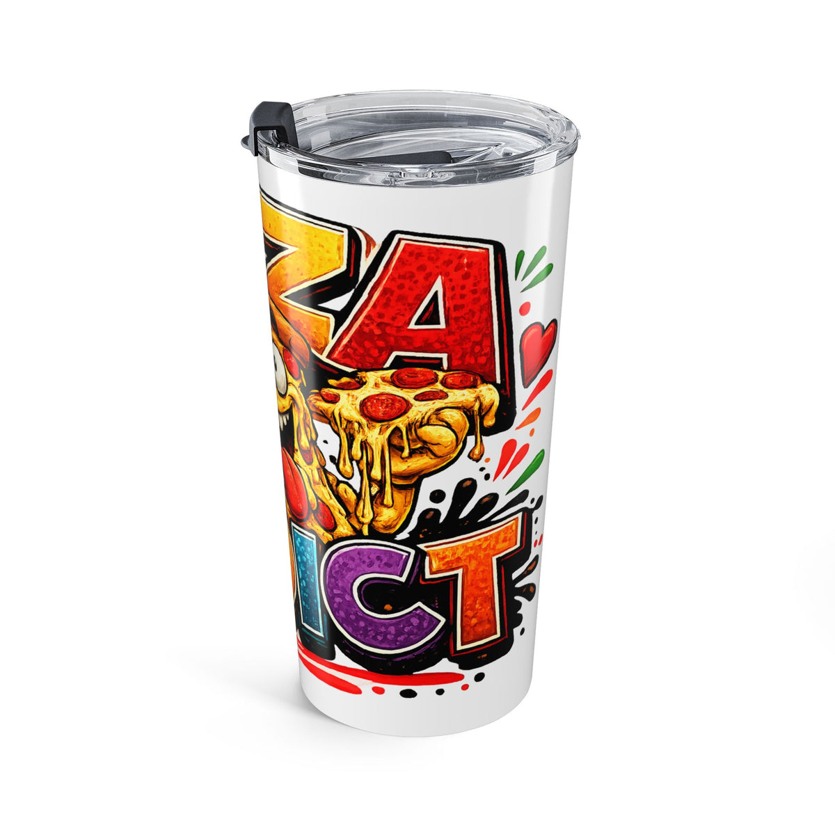 Pizza Addict Tumbler | Colorful Cartoon Slice Drink Cup