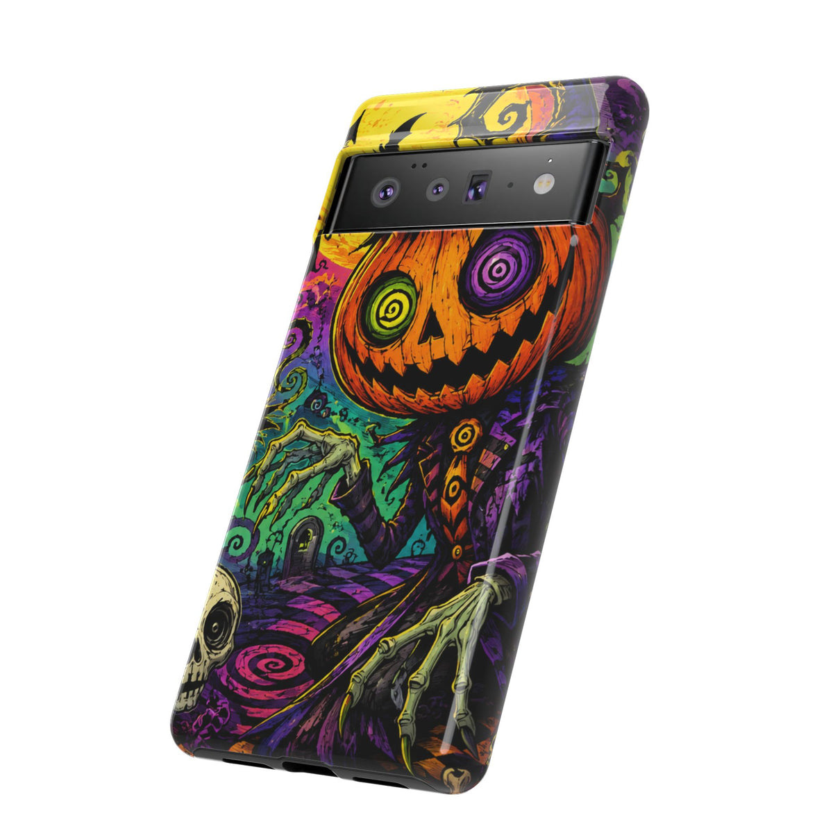 Halloween Pumpkin Skull Phone Case — Psychedelic Jack-o'-Lantern Tough Case