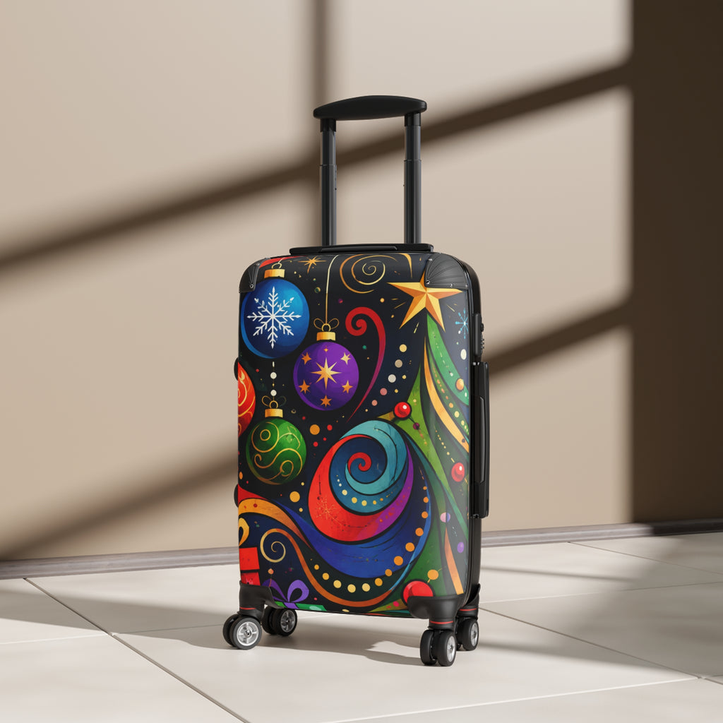 Holiday Ornaments Colorful Christmas Suitcase – Festive Travel Luggage
