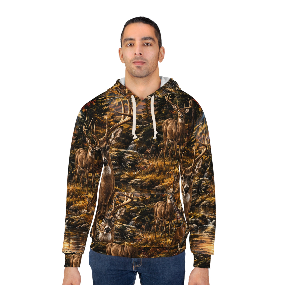 Majestic Deer Forest Scene Hoodie | All-Over Print