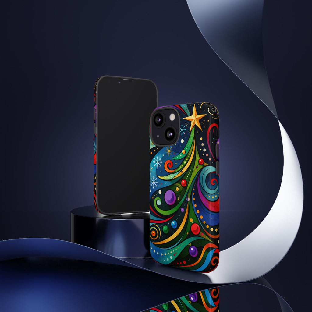 Colorful Swirl Christmas Tree Tough Phone Case