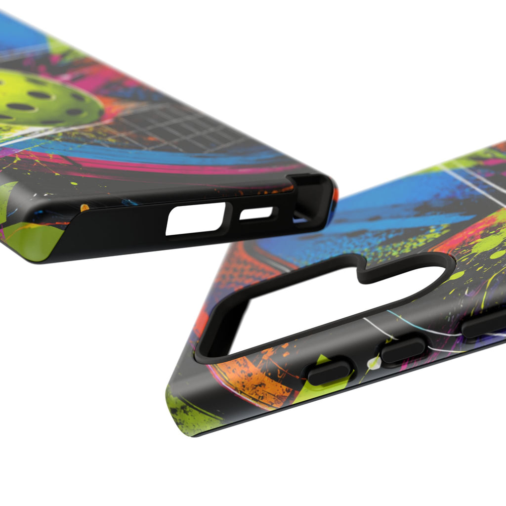 Pickleball Phone Case – Neon Paddle & Ball Splash Tough Case