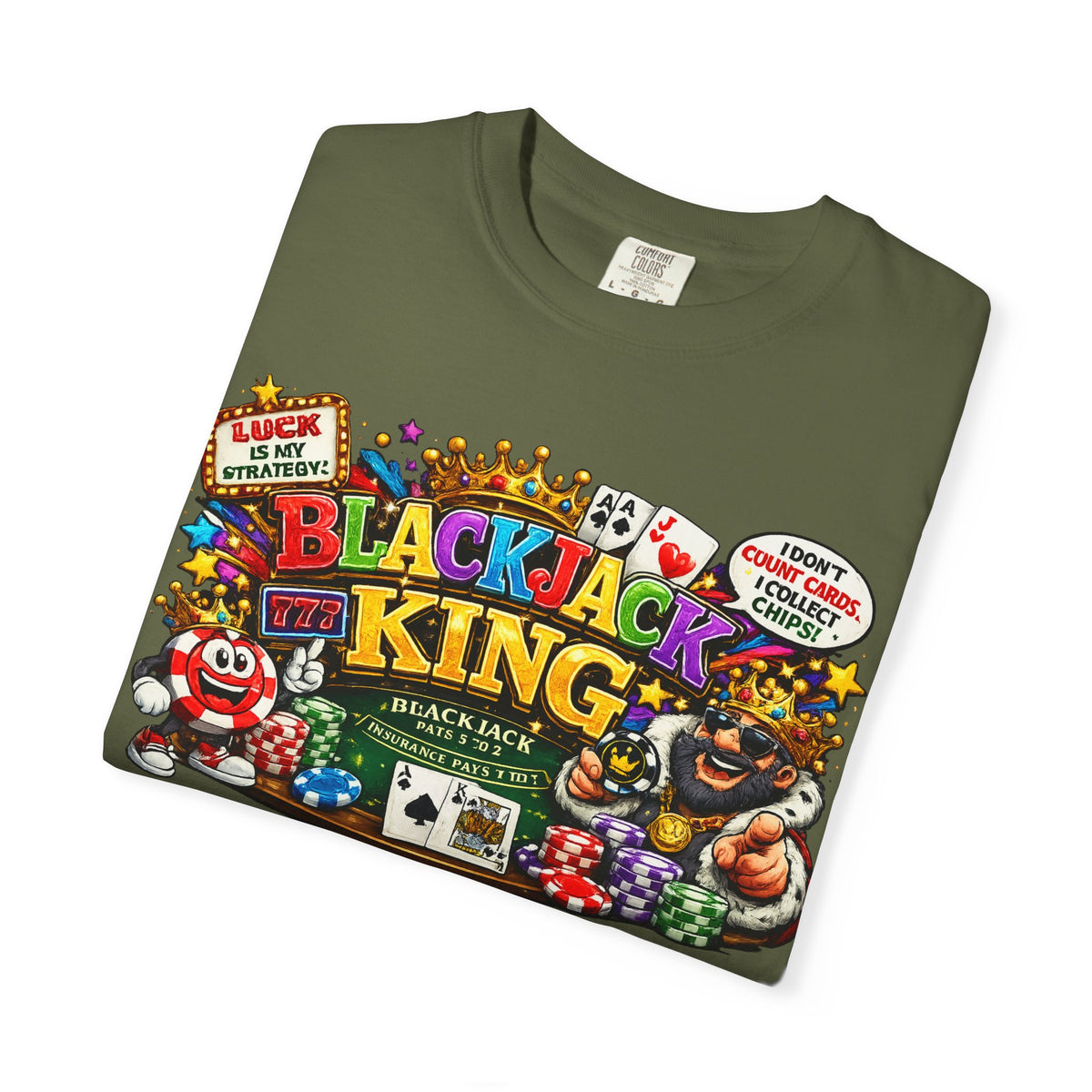 Blackjack King graphic T-shirt | Casino Playing Cards, Chips Design