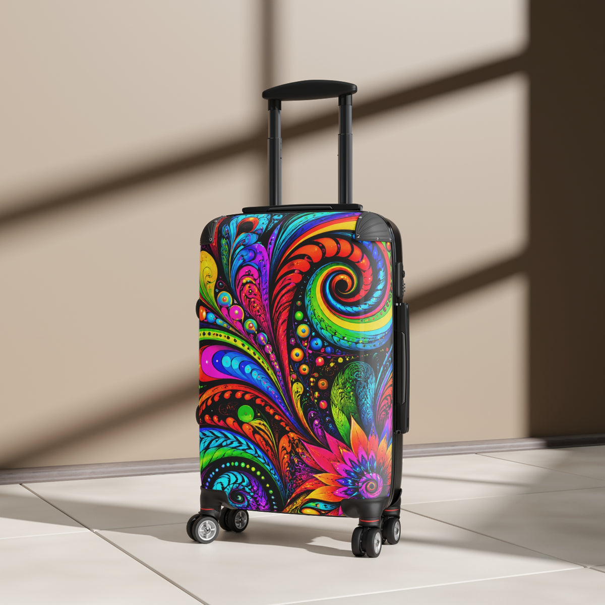 Psychedelic Paisley Carry-On Suitcase — Vibrant Swirl Hard-Side Luggage