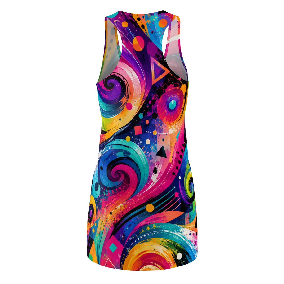 Abstract Neon Swirl Racerback Dress | All-Over Print