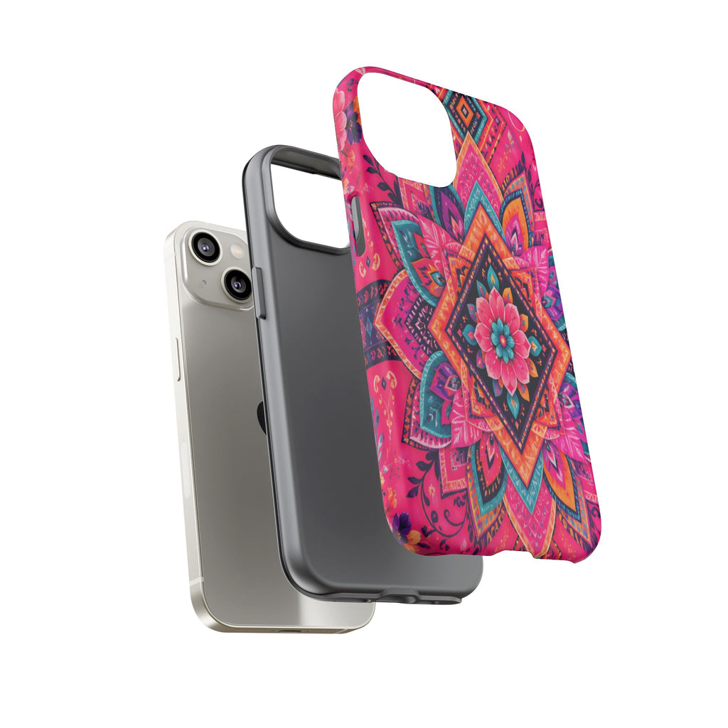Floral Mandala Tough Phone Case — Pink Boho Protective Cover