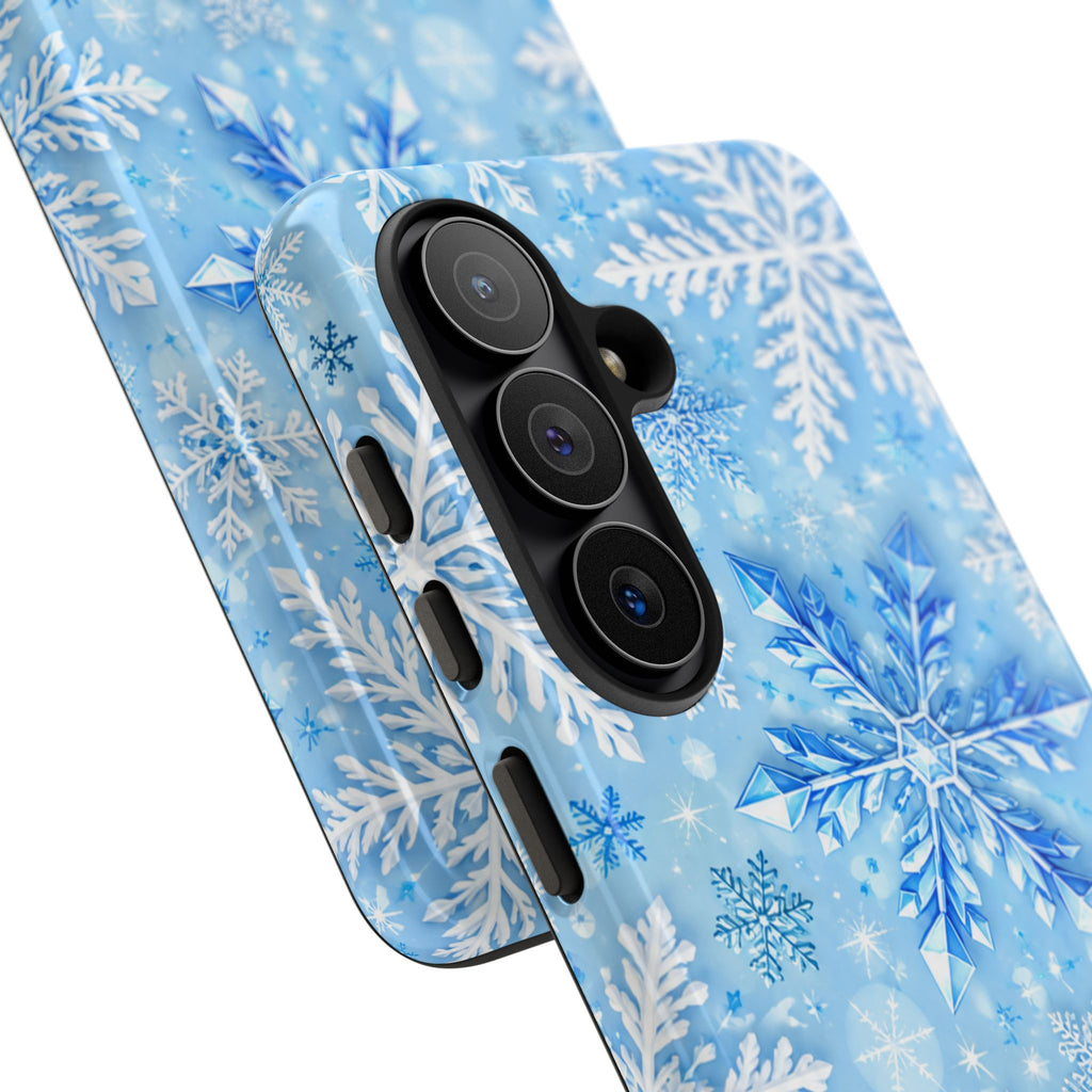 Winter Snowflake Tough Phone Case — Blue Holiday Protective Cover