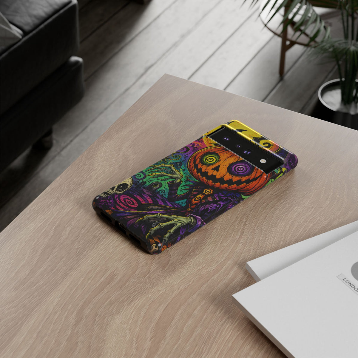 Halloween Pumpkin Skull Phone Case — Psychedelic Jack-o'-Lantern Tough Case